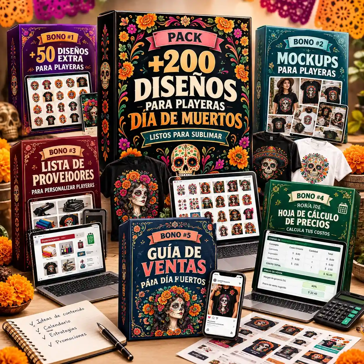 Pack completo con los cinco bonos incluidos